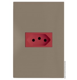 Conjunto Tomada 20A Vermelha Horizontal 4x2 - RECTA FENDI SATIN FOSCO